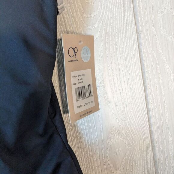 OP Ocean Pacific Scoop Neck One Piece Classic Swim Suit Black White SZ L NWT - Picture 6 of 8